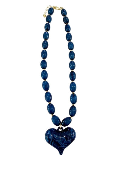 Roxie Beaded Necklace with Heart Charm