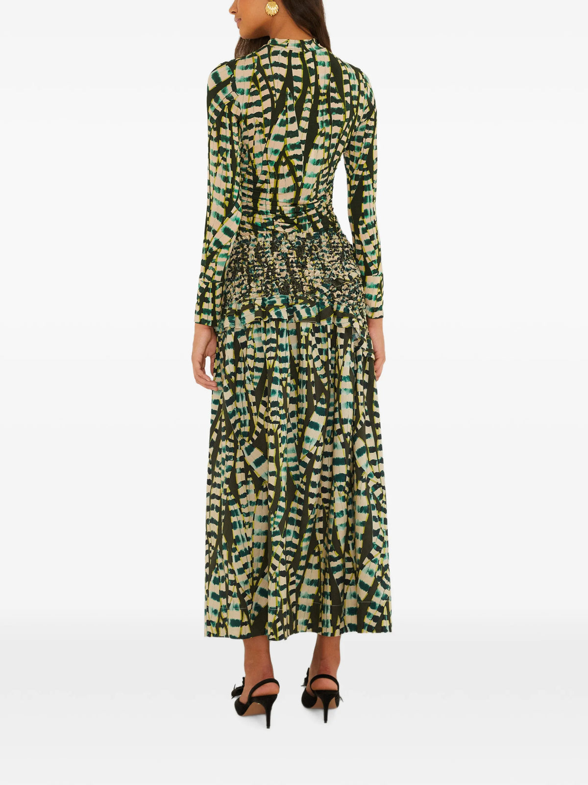 Striped Leaves Midi Skirt