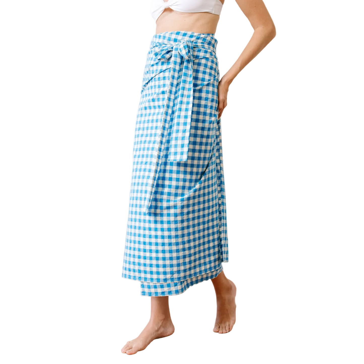 Blue Bay Gingham Tie Sarong