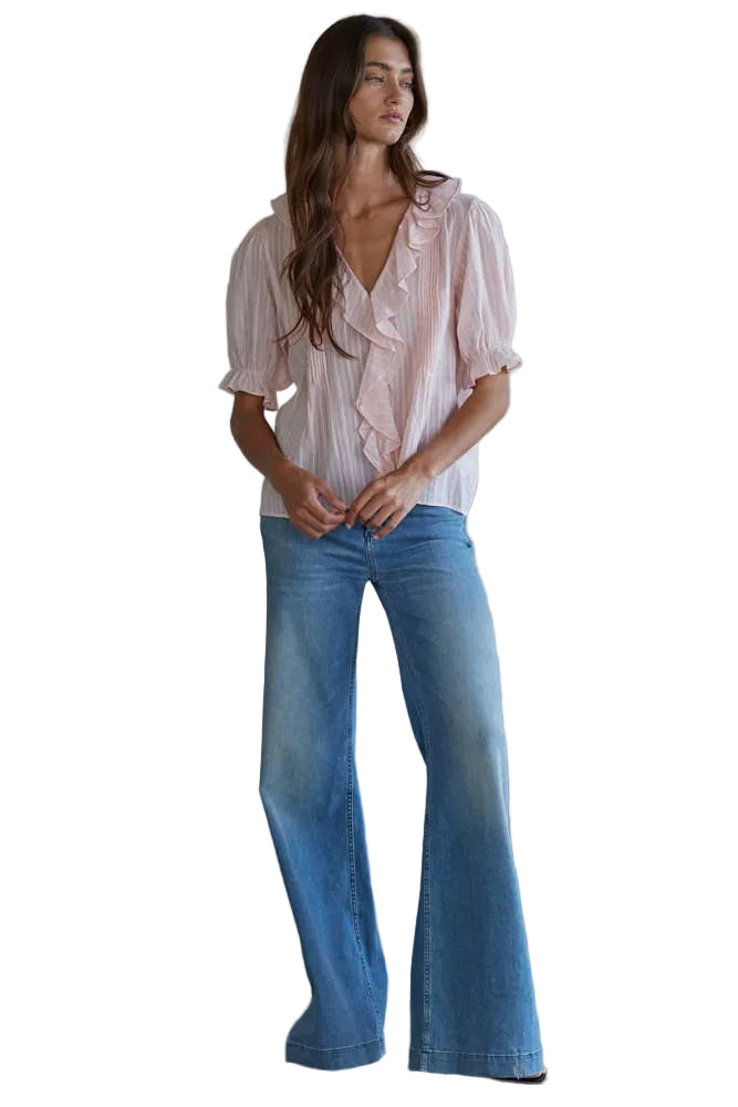 Lillie Buttondown V-Neck Top