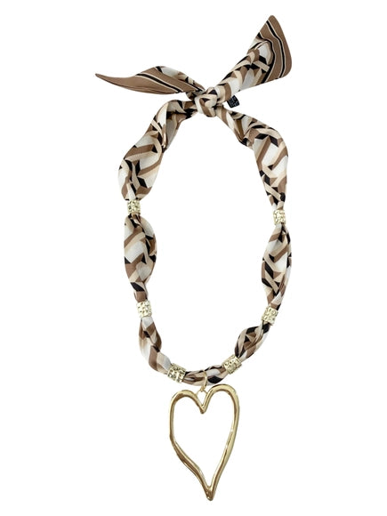 Josie Scarf Necklace with Jumbo Heart Charm