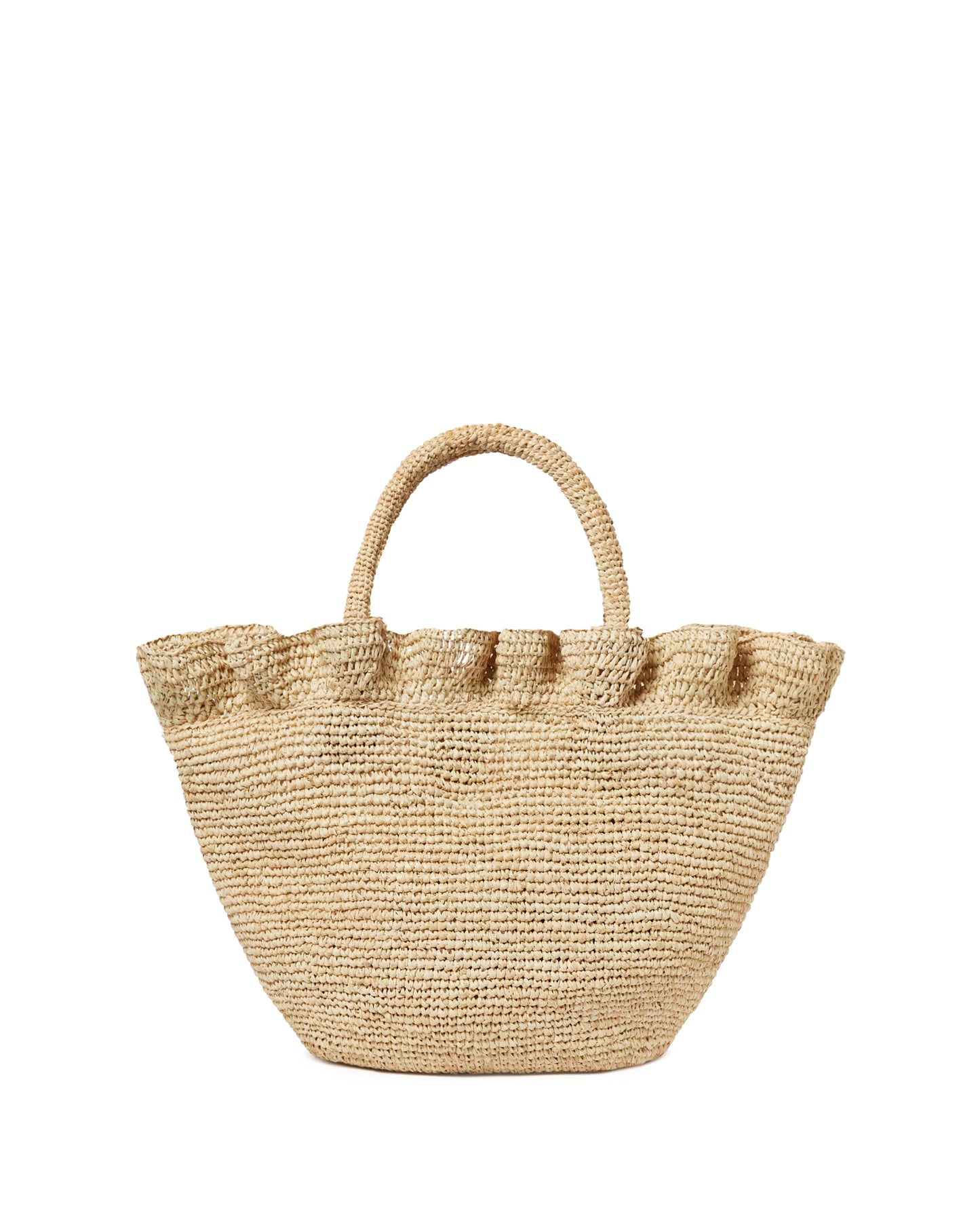 Cyrus Raffia Woven Tote With Ruffle