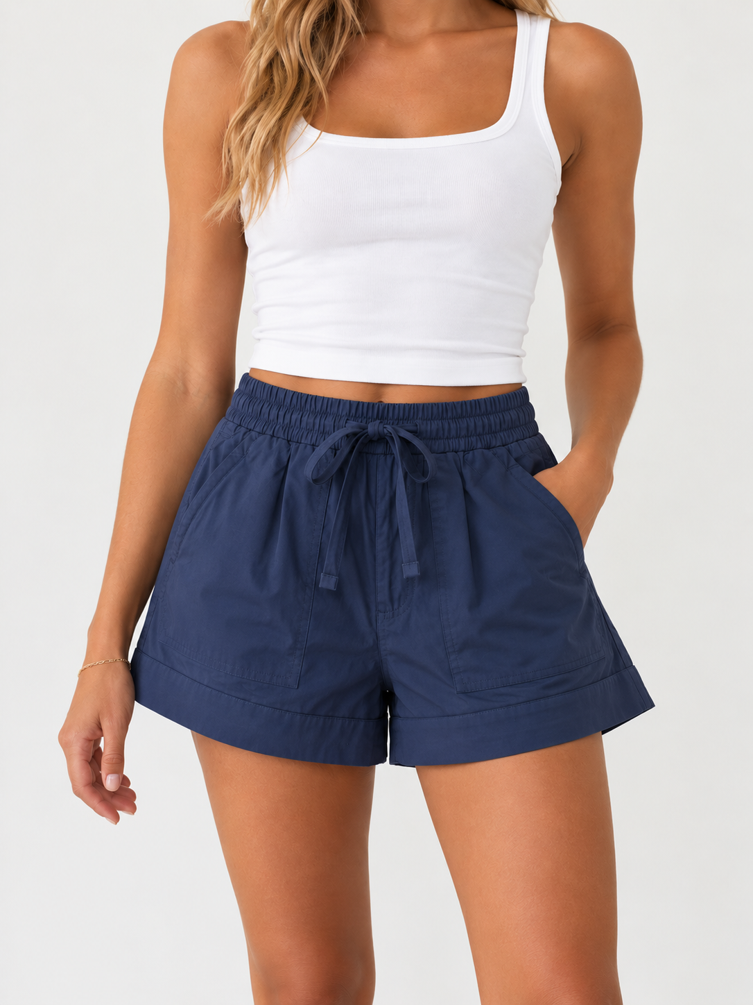 Drawstring Poplin Shorts