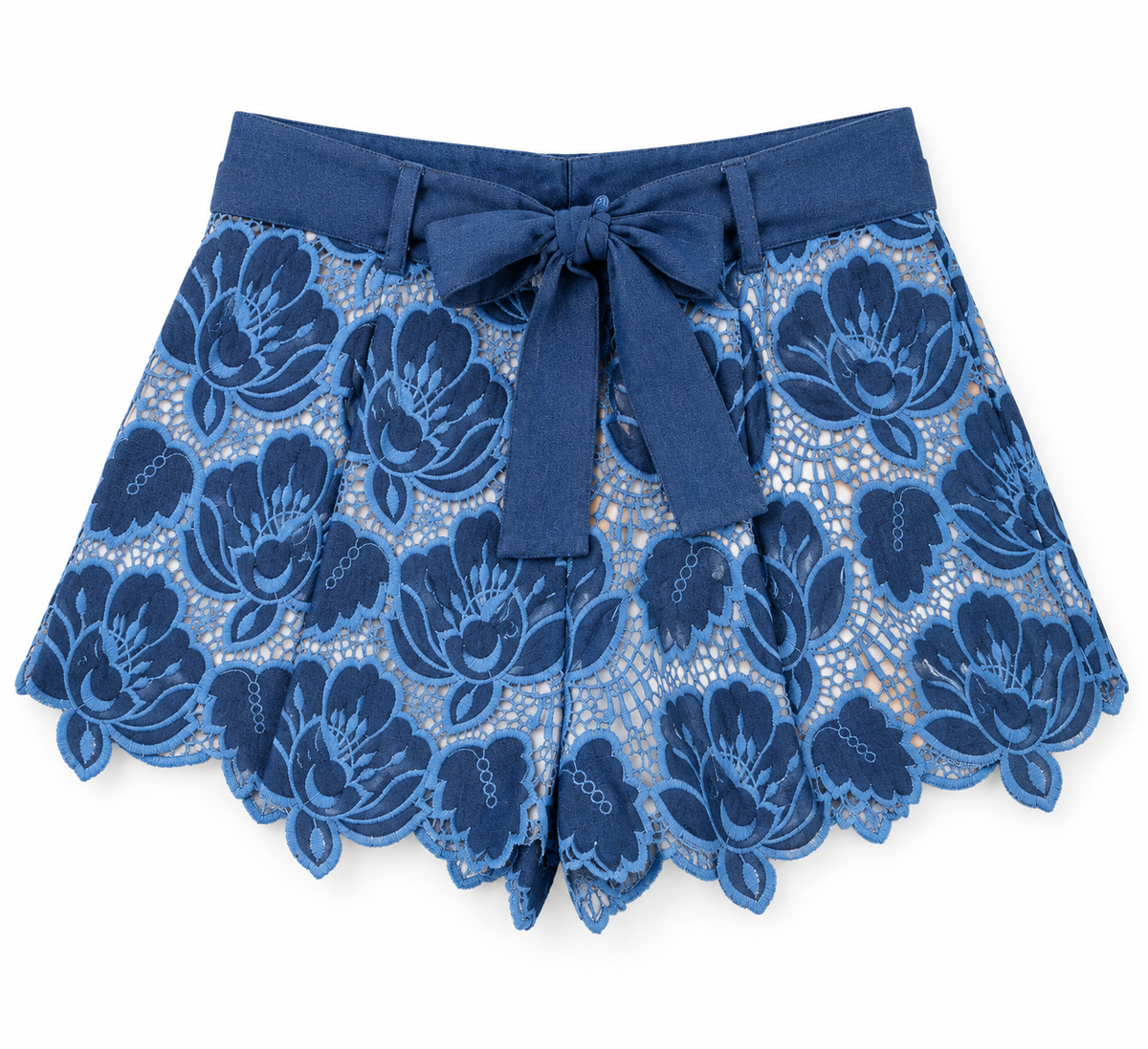 Scalloped Hem High Waisted Shorts