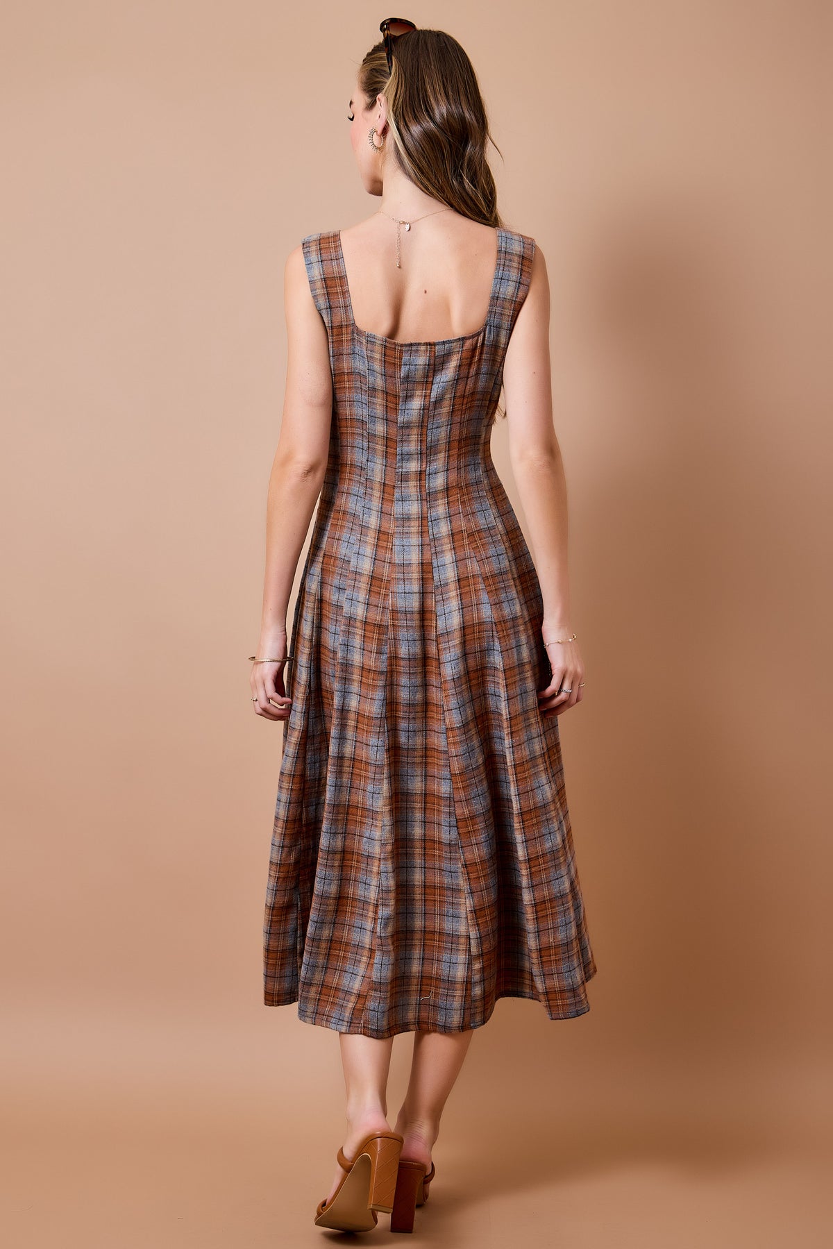 Claire Plaid Midi Maxi Dress