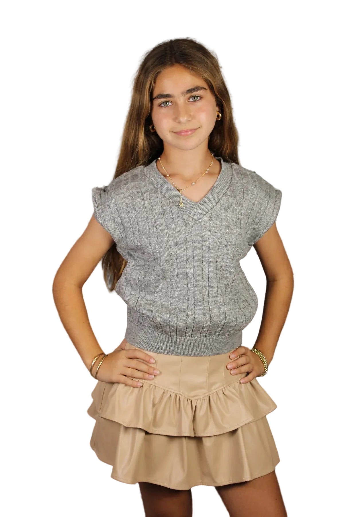 Girls Knit V-Neck Vest