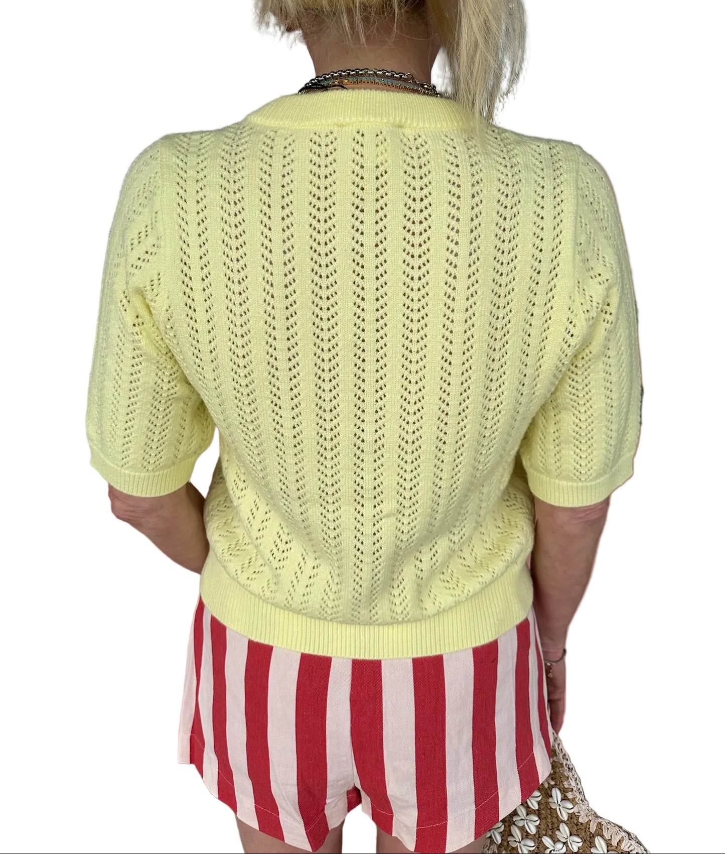 Jayne Short Sleeve Knitted Button Down Top