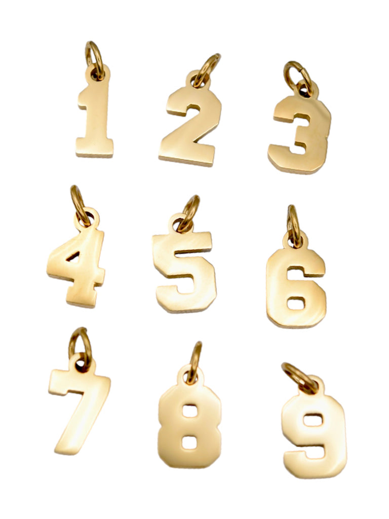 Gold Number Charms