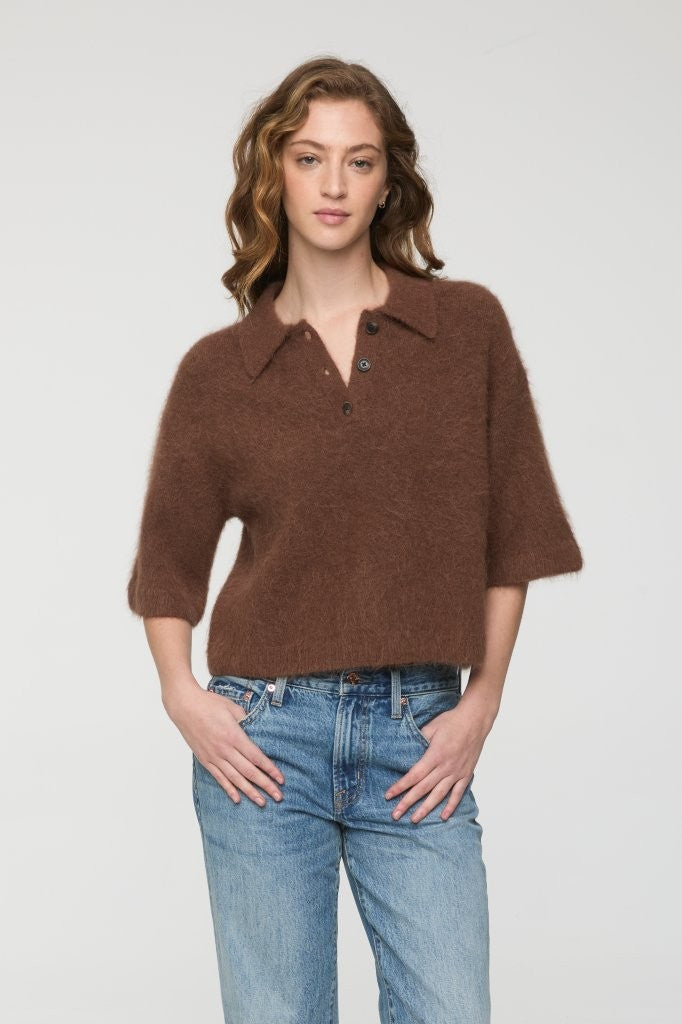 Nadya Alpaca Blend Boxy Polo Sweater
