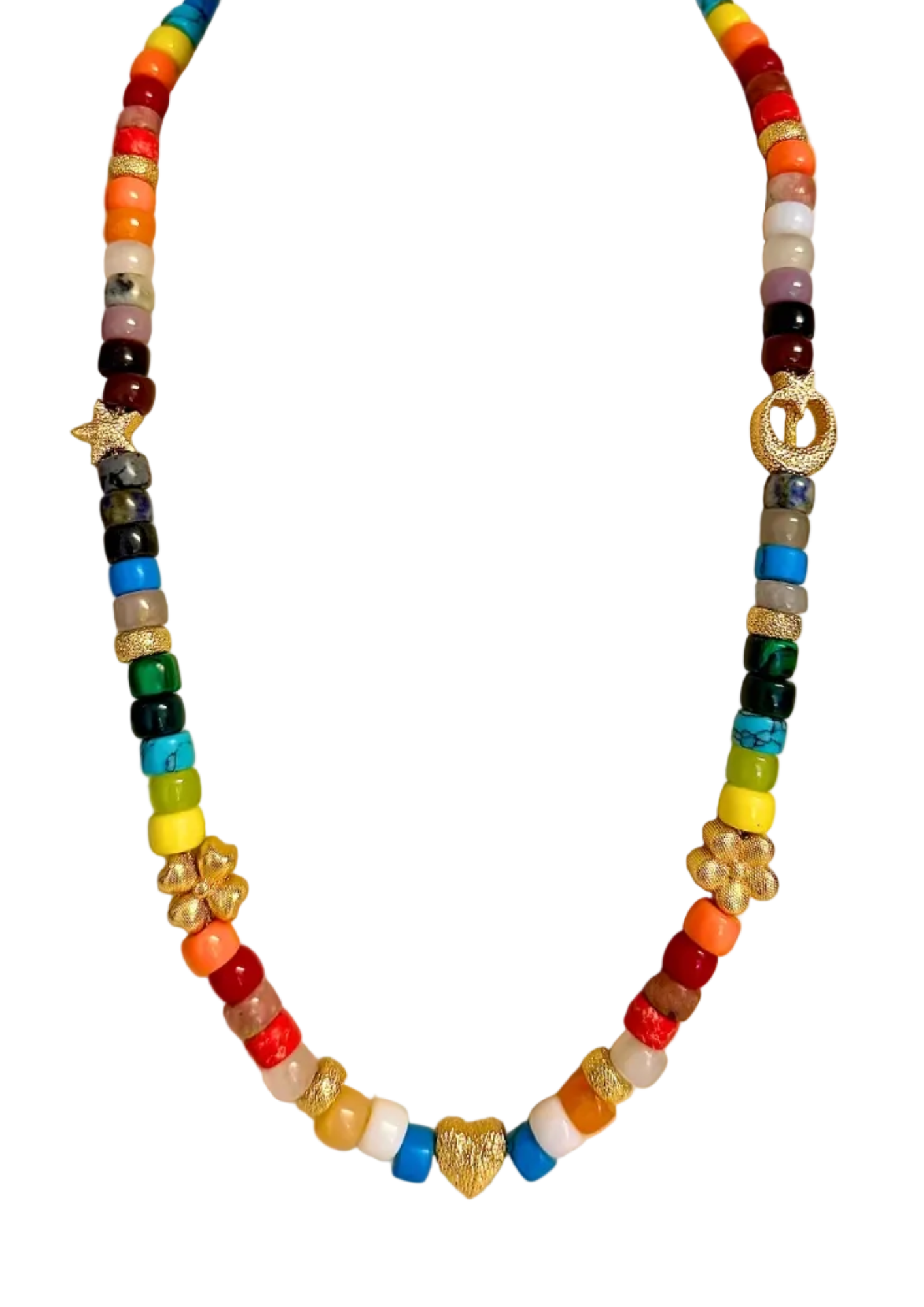 Rainbow Beaded Charm Necklace
