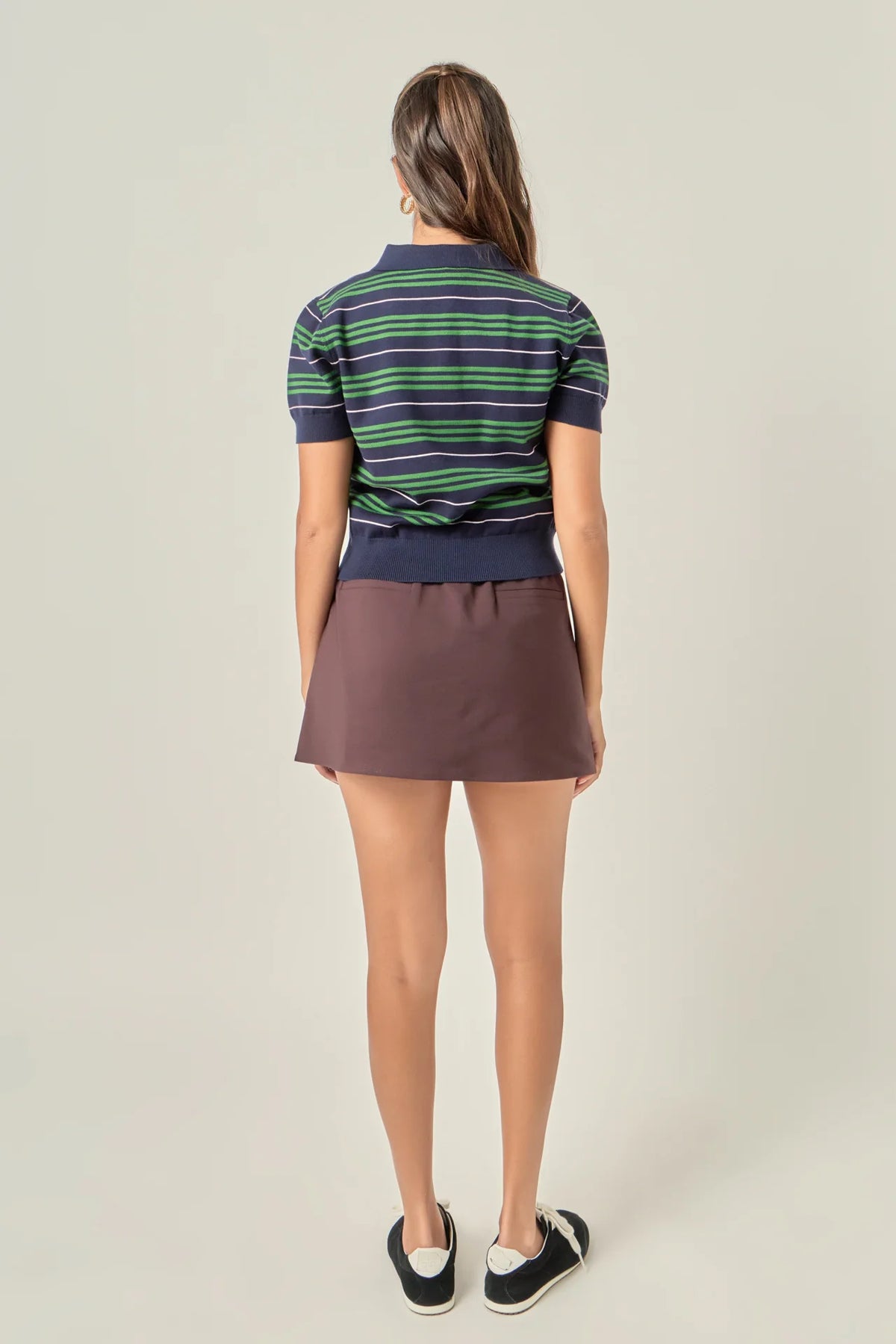 Striped Polo Knit Top