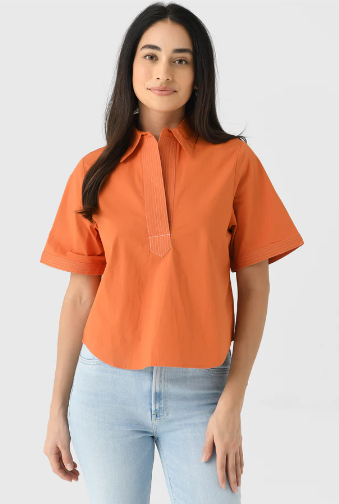 Split Neck Top Game Day Solid