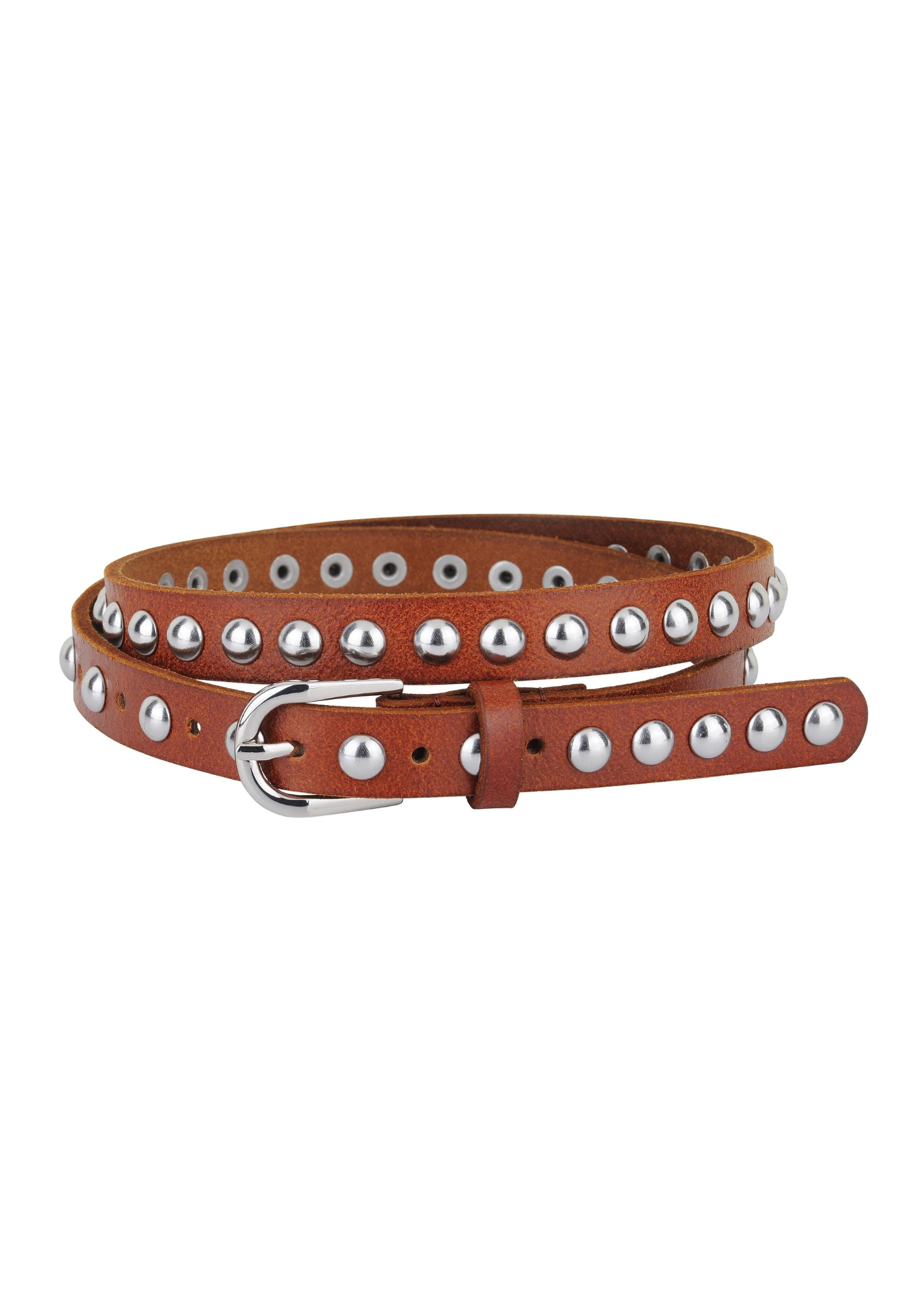 Skinny Studded Leather Belt