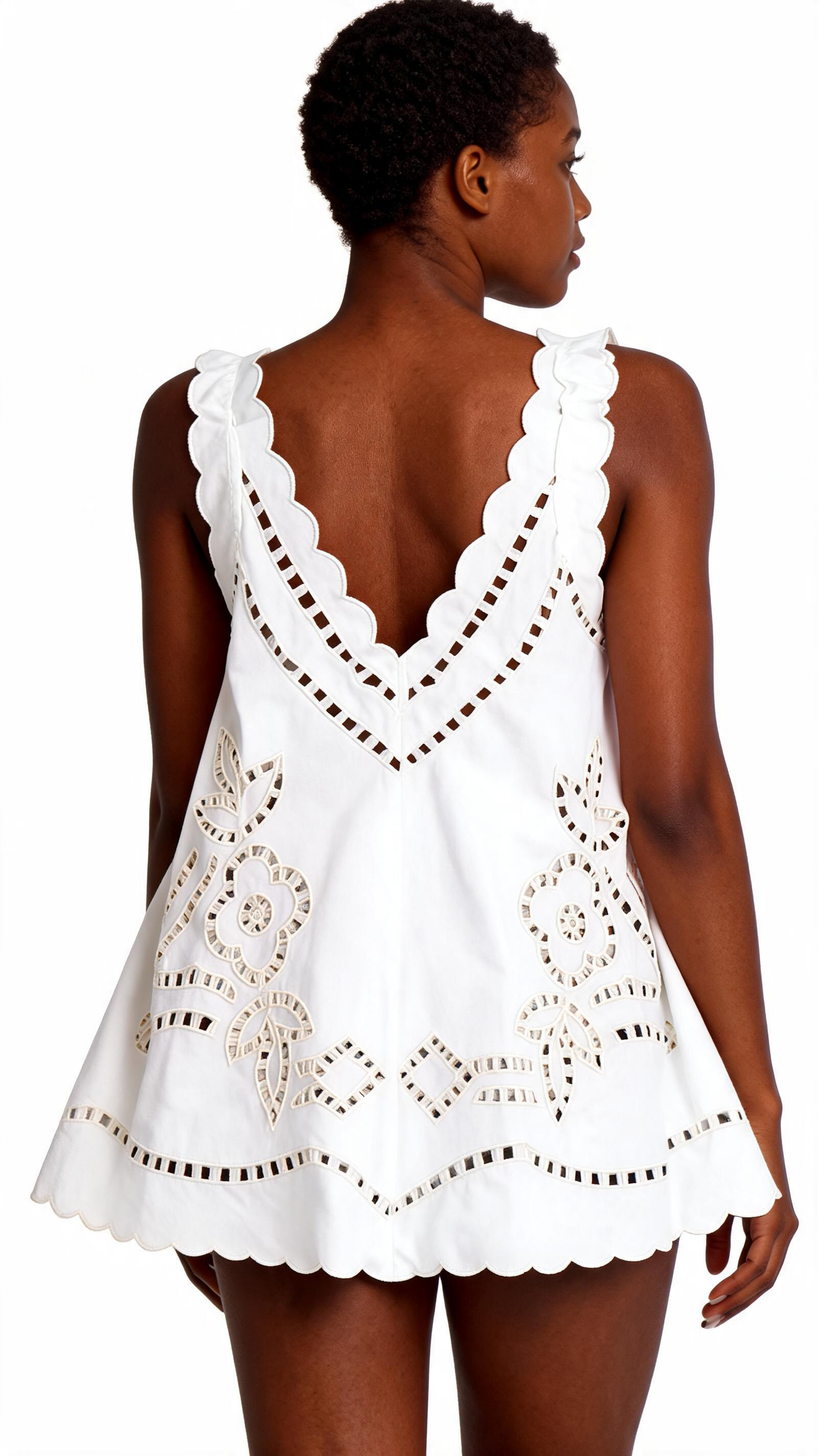 Low Back Dress with Oversized Cutwork