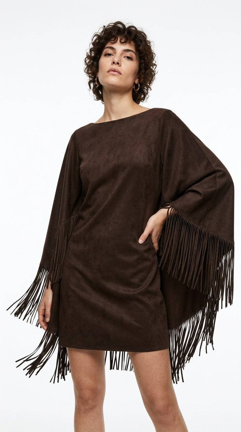 Katherine Fringe Cape Dress