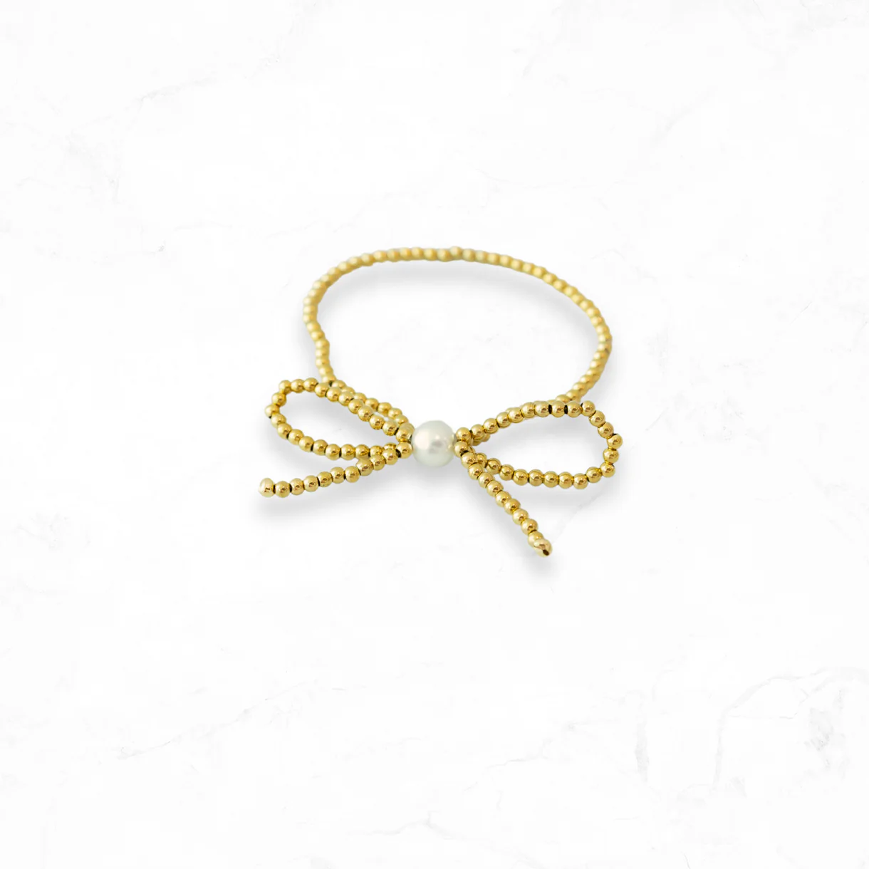 Gold Bow Beaded Bracelet