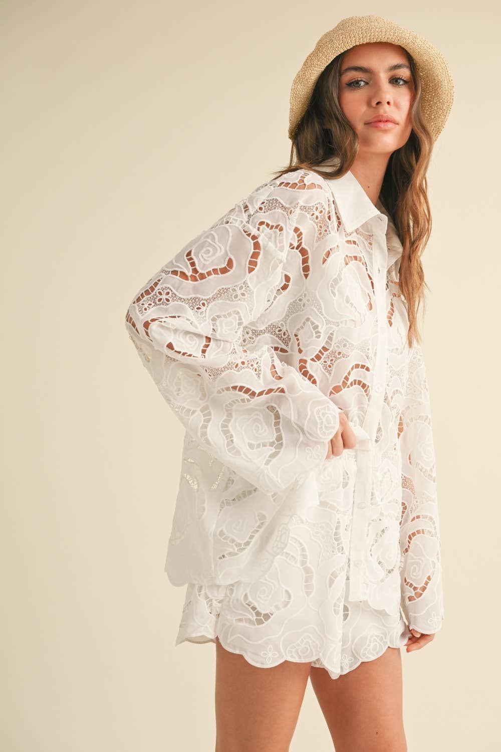 Sofie Floral Eyelet Pattern Shirt