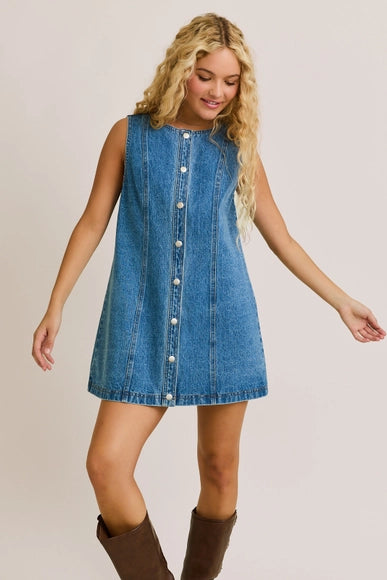 Clare Denim Mini Dress - Size S - Denim Blue - Women's FF Teen Dresses - Frock Shop Clare Denim Mini Dress - Size S - Denim Blue - Women's FF Teen Dresses - Frock Shop