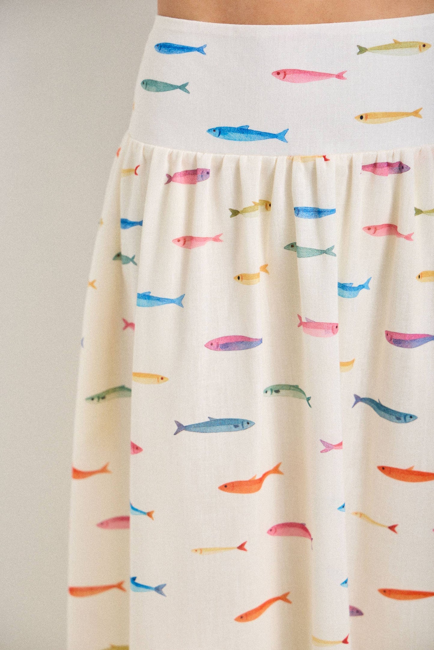 Fish Print Midi Skirt