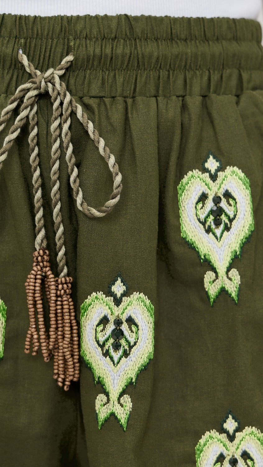 Heart Tapestry Embroidered Shorts