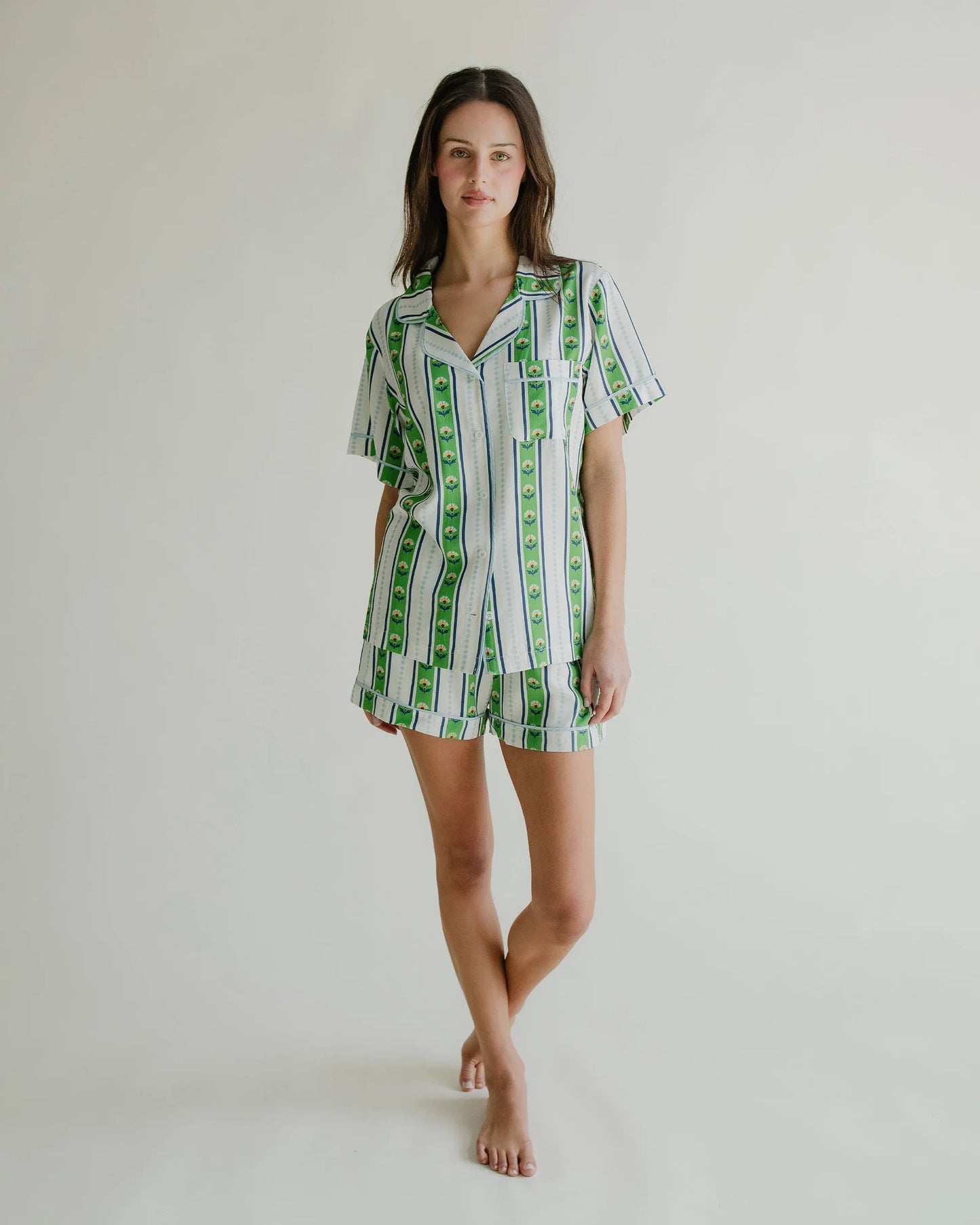 Garden Stripe Pajama Shorts Set