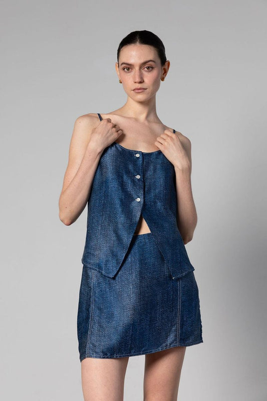 Cult Button Up Silk Camisole Top