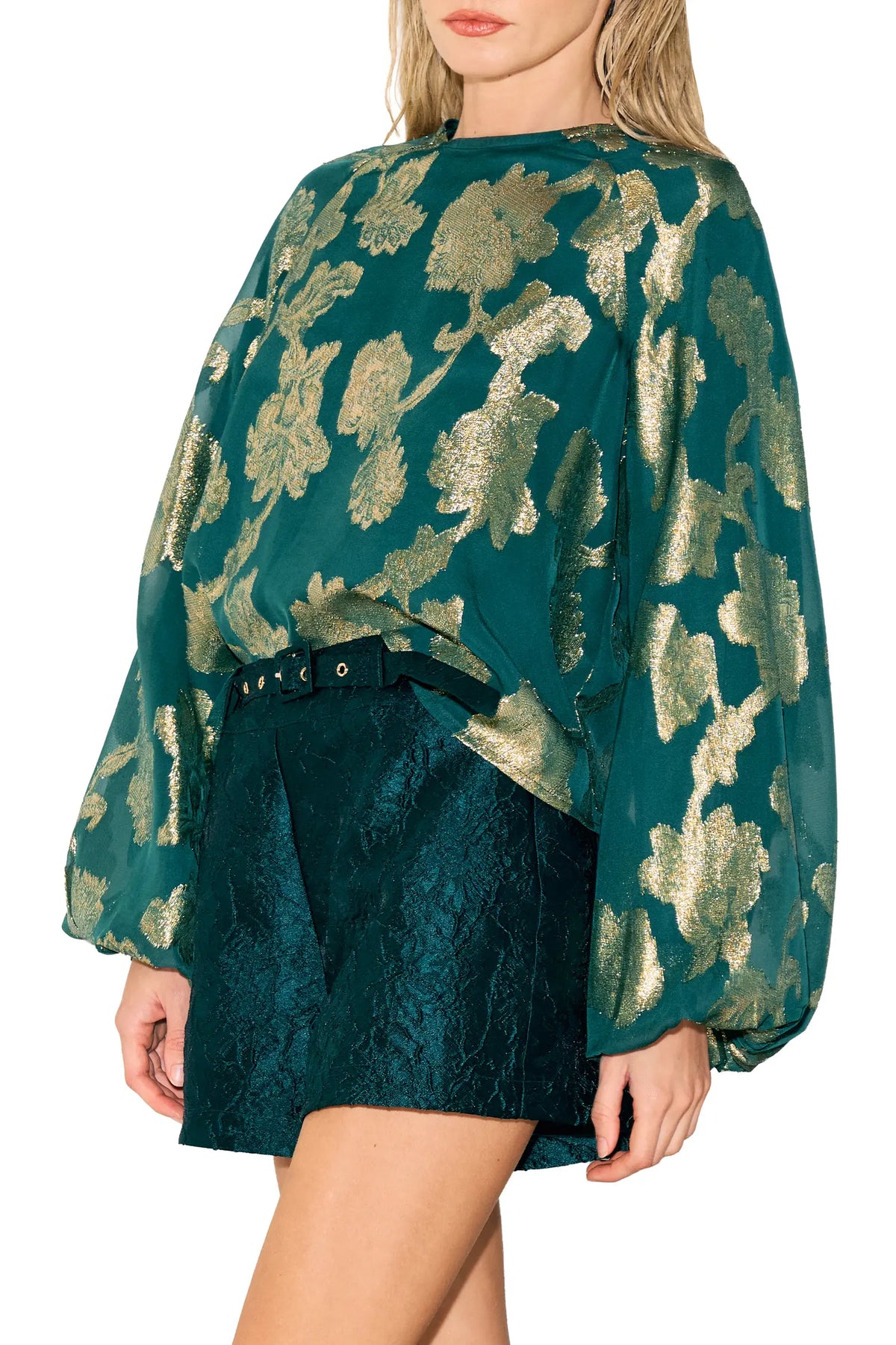 Giulia Metallic Jacquard Chiffon Blouse