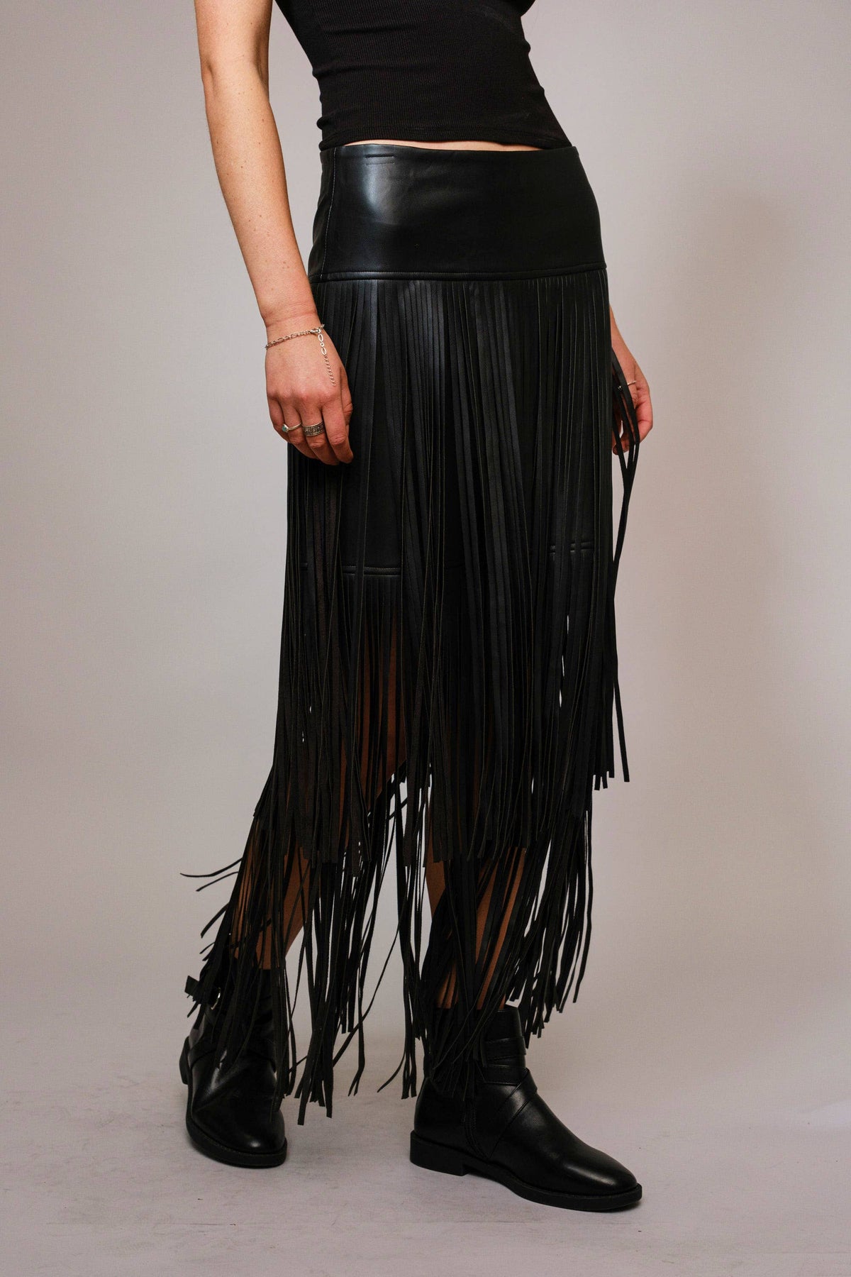 Tiered Fringe Maxi Skirt