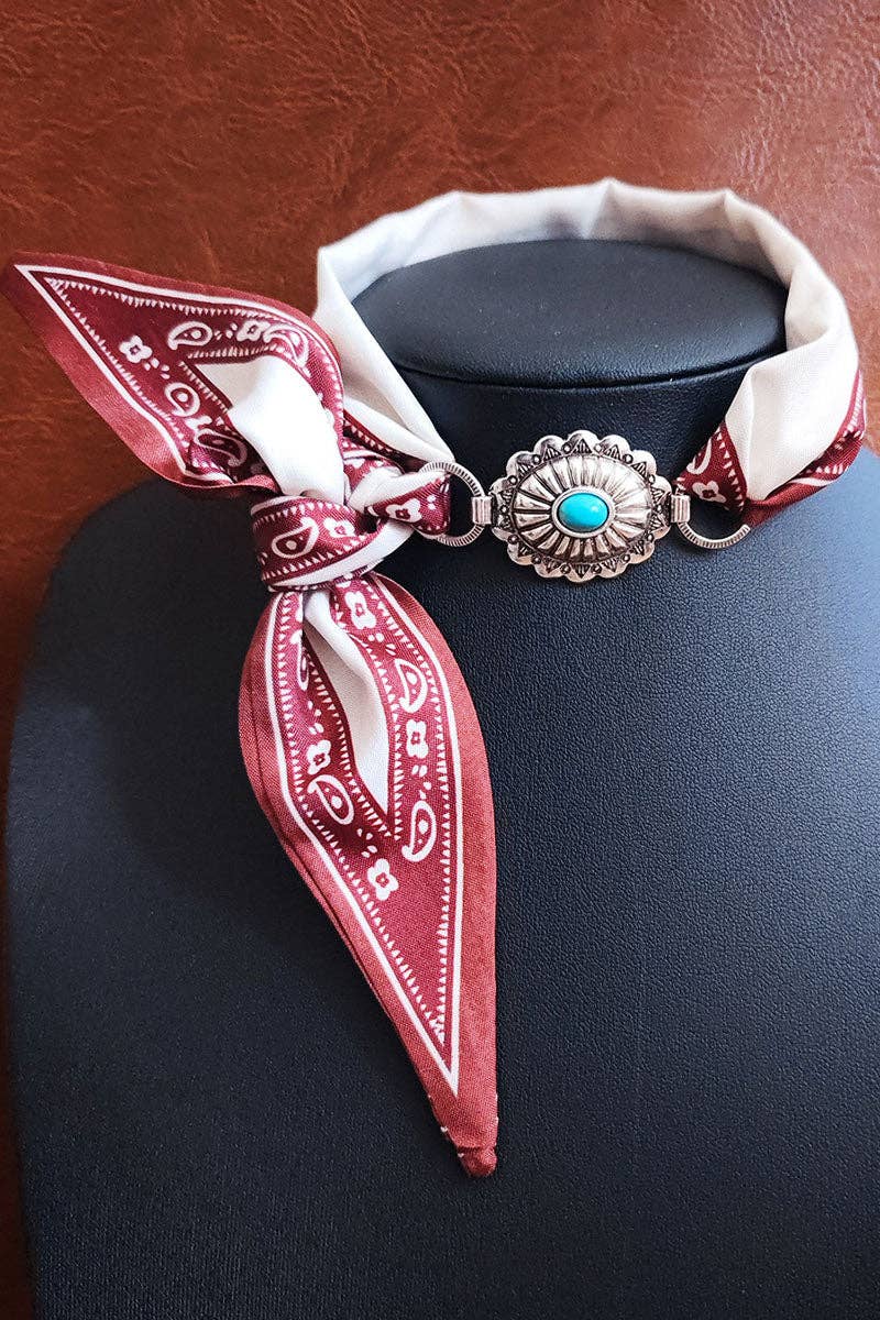 Turquoise Buckle Neck Scarf
