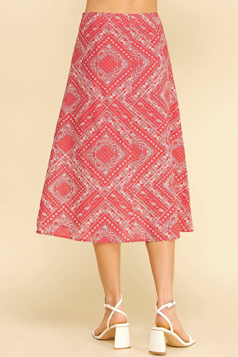 Amelia Bandana Print Midi Skirt