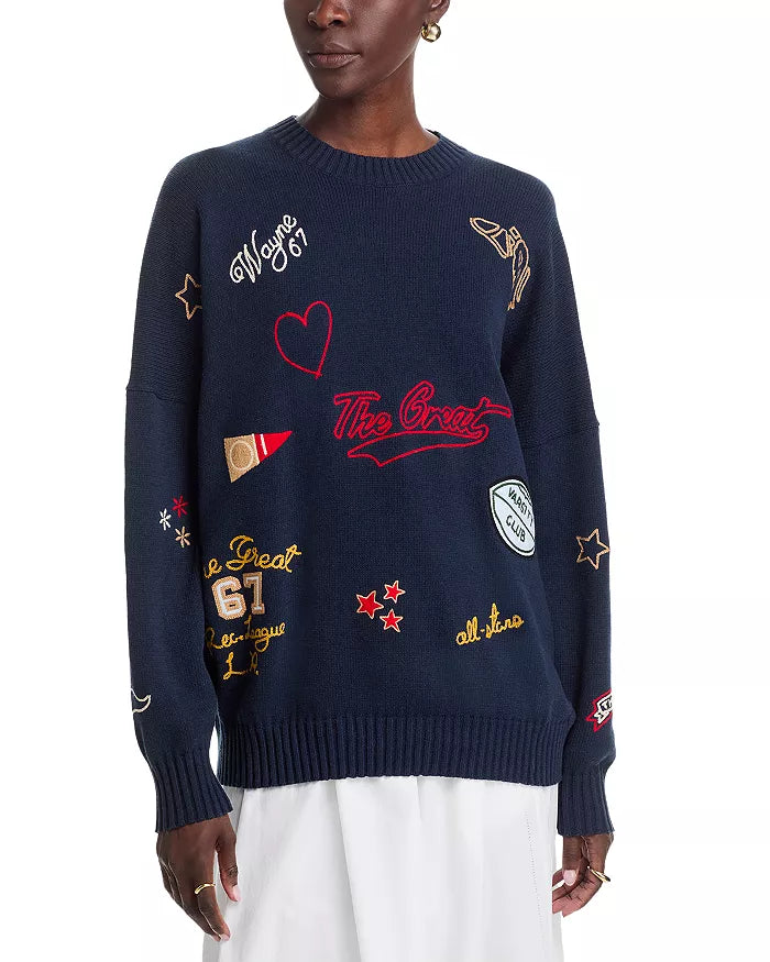 The Embroidered Oversize Crew Pullover