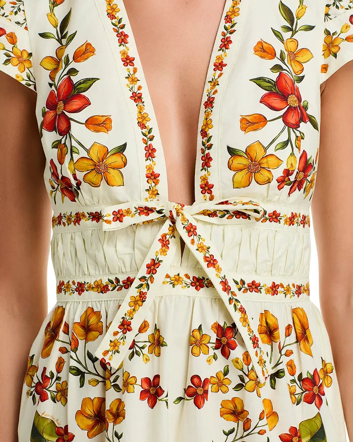 Lemon Bouquet Off-White Mini Dress