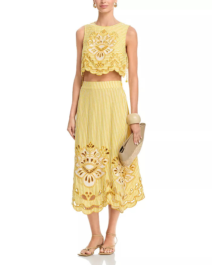 Bicolor Stripes Richilieu Midi Skirt