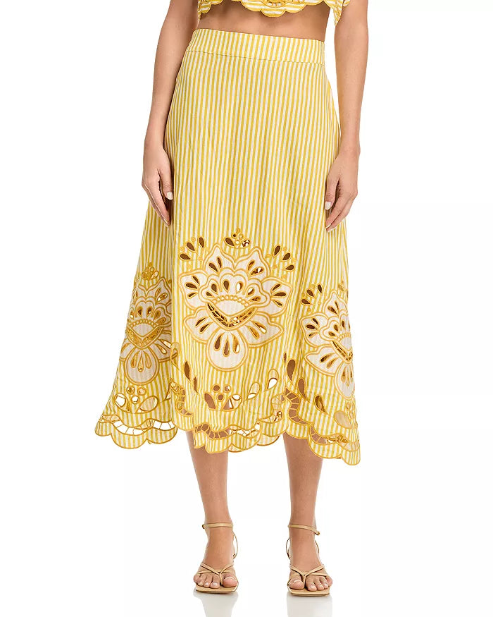 Bicolor Stripes Richilieu Midi Skirt