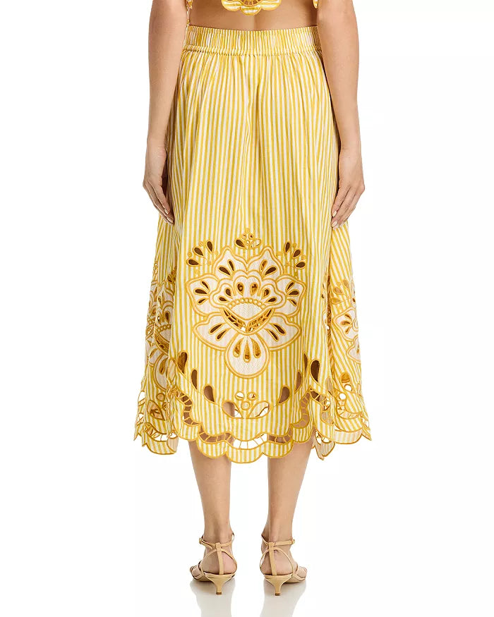 Bicolor Stripes Richilieu Midi Skirt