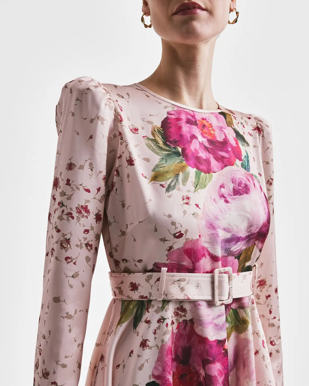 Tailored Satin Belted Dress