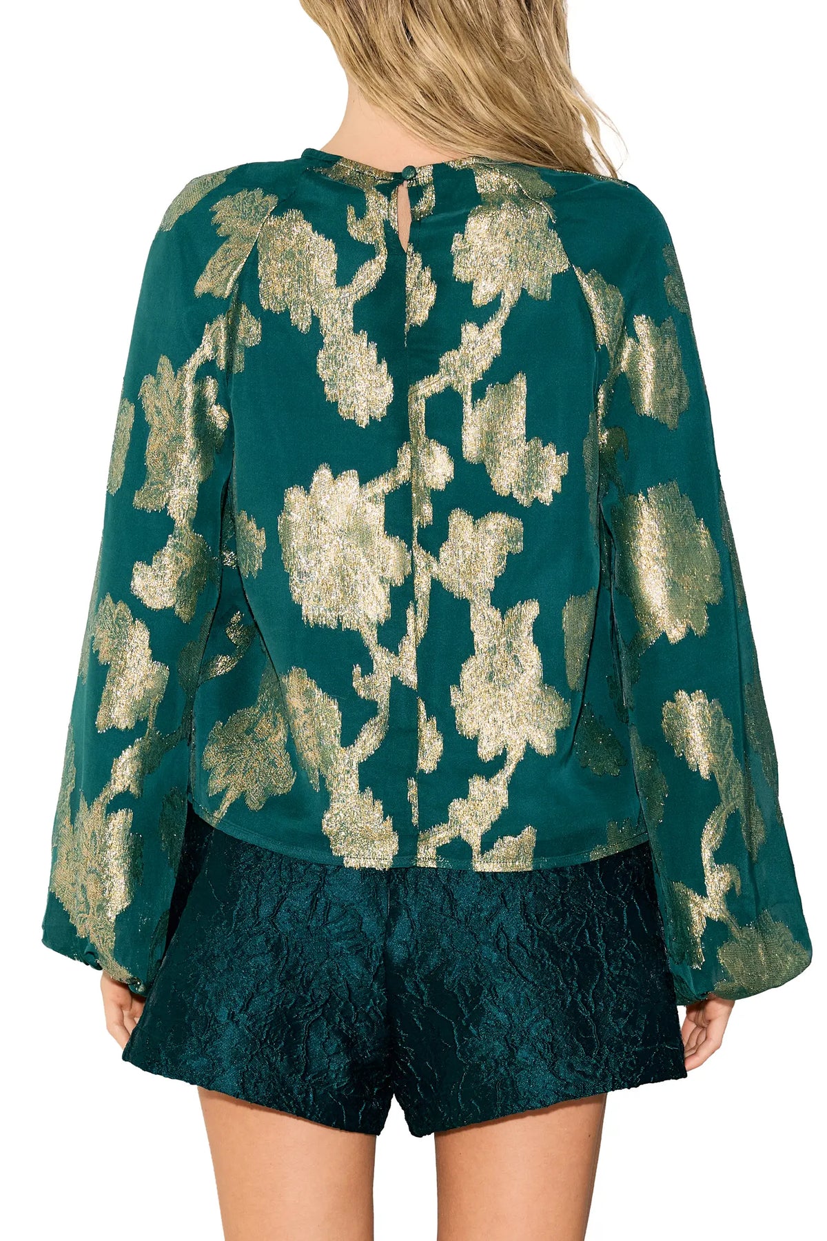 Giulia Metallic Jacquard Chiffon Blouse