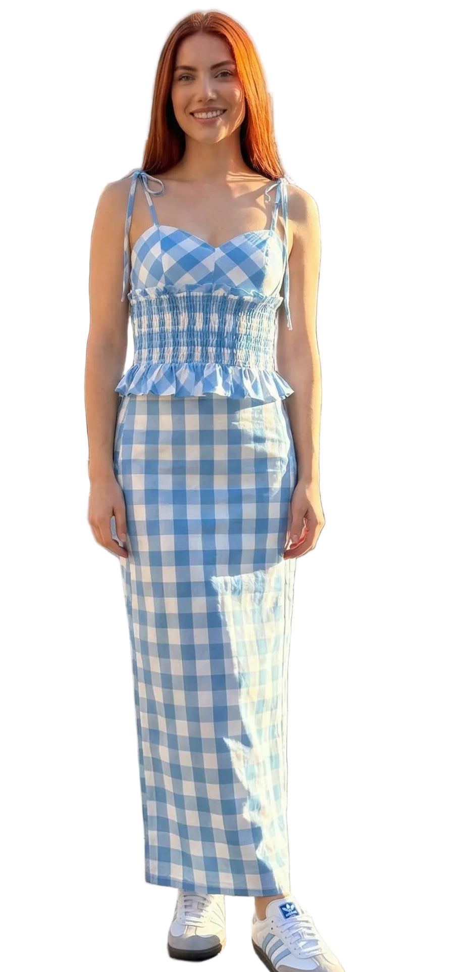 Hattie Gingham And Midi Skirt Set