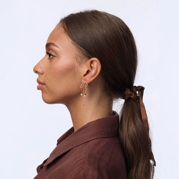 Multi Pearl Drop Bow Scrunchie Set