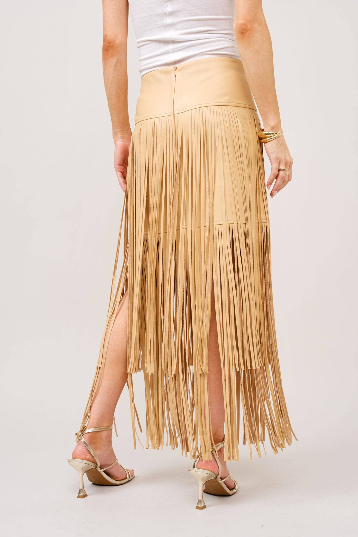 Tiered Fringe Maxi Skirt