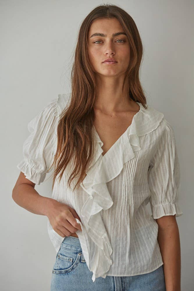 Lillie Buttondown V-Neck Top
