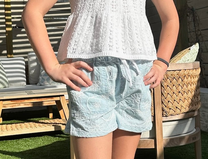 Girls Embossed Floral Lounge Short
