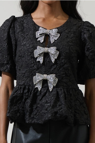 Arielle Jacquard Bow Top