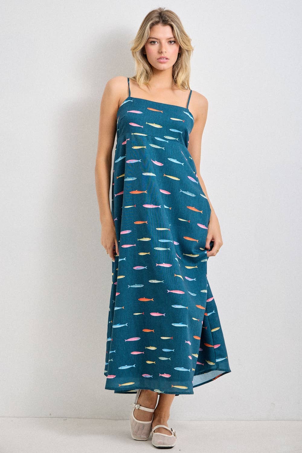Fish Print Midi Dress