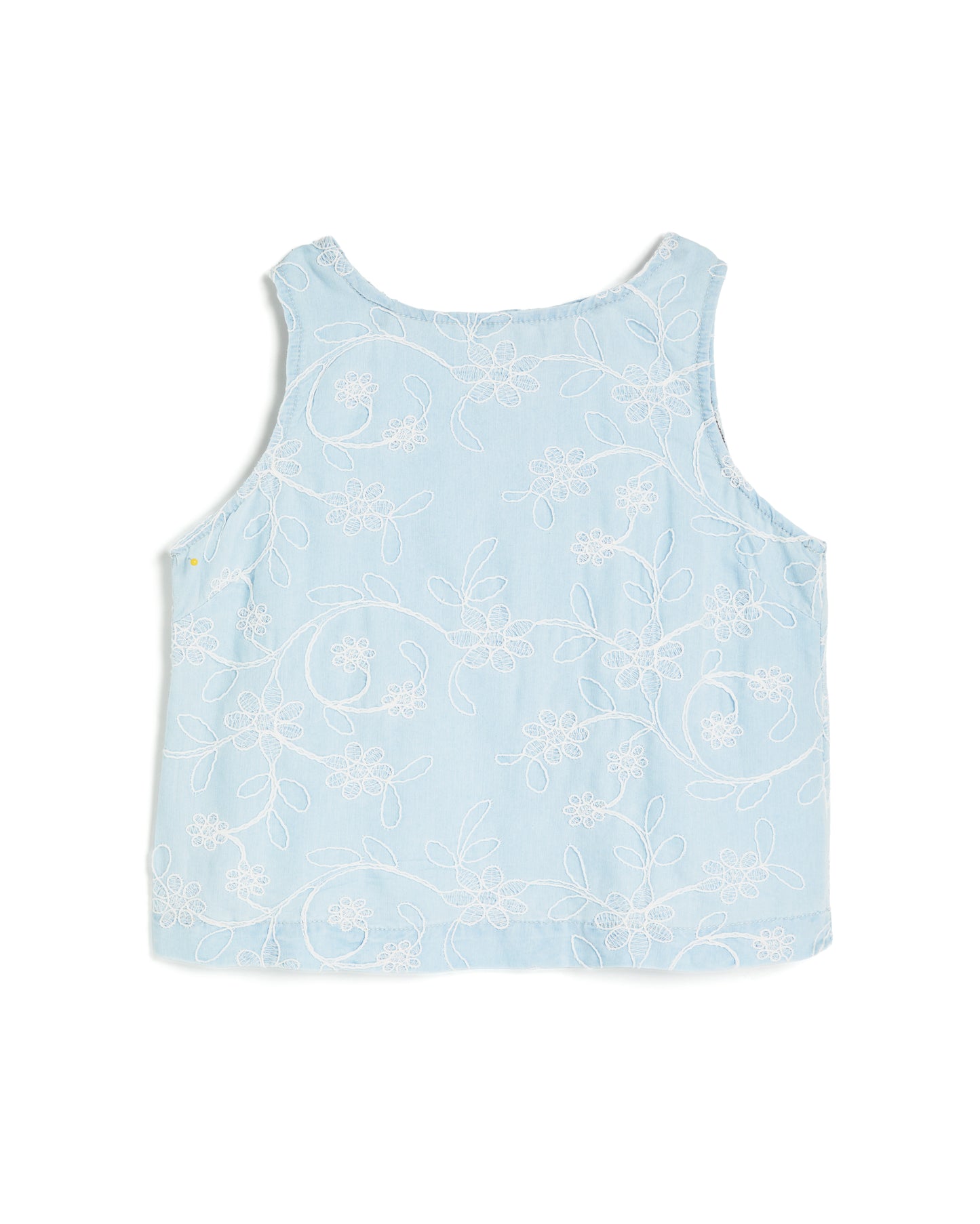 Girls Embossed Floral A-Line Sleeveless Top