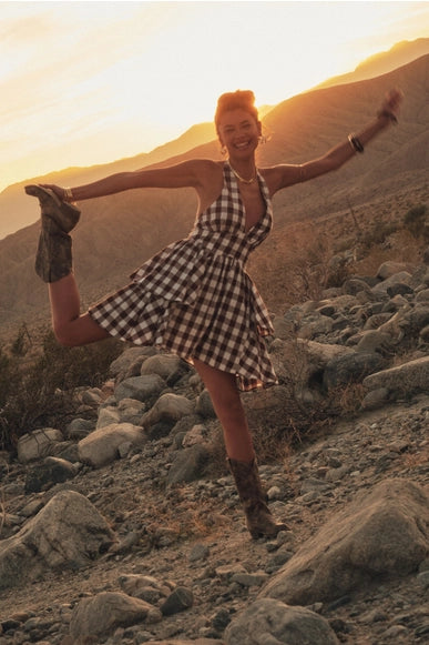 Georgia Gingham Halter Mini Dress