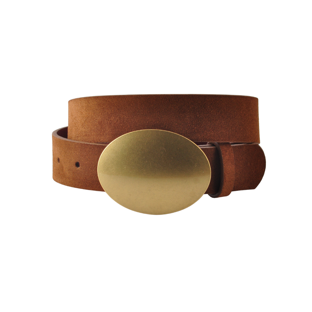 Suede Strap with Horizontal Oval Buckle