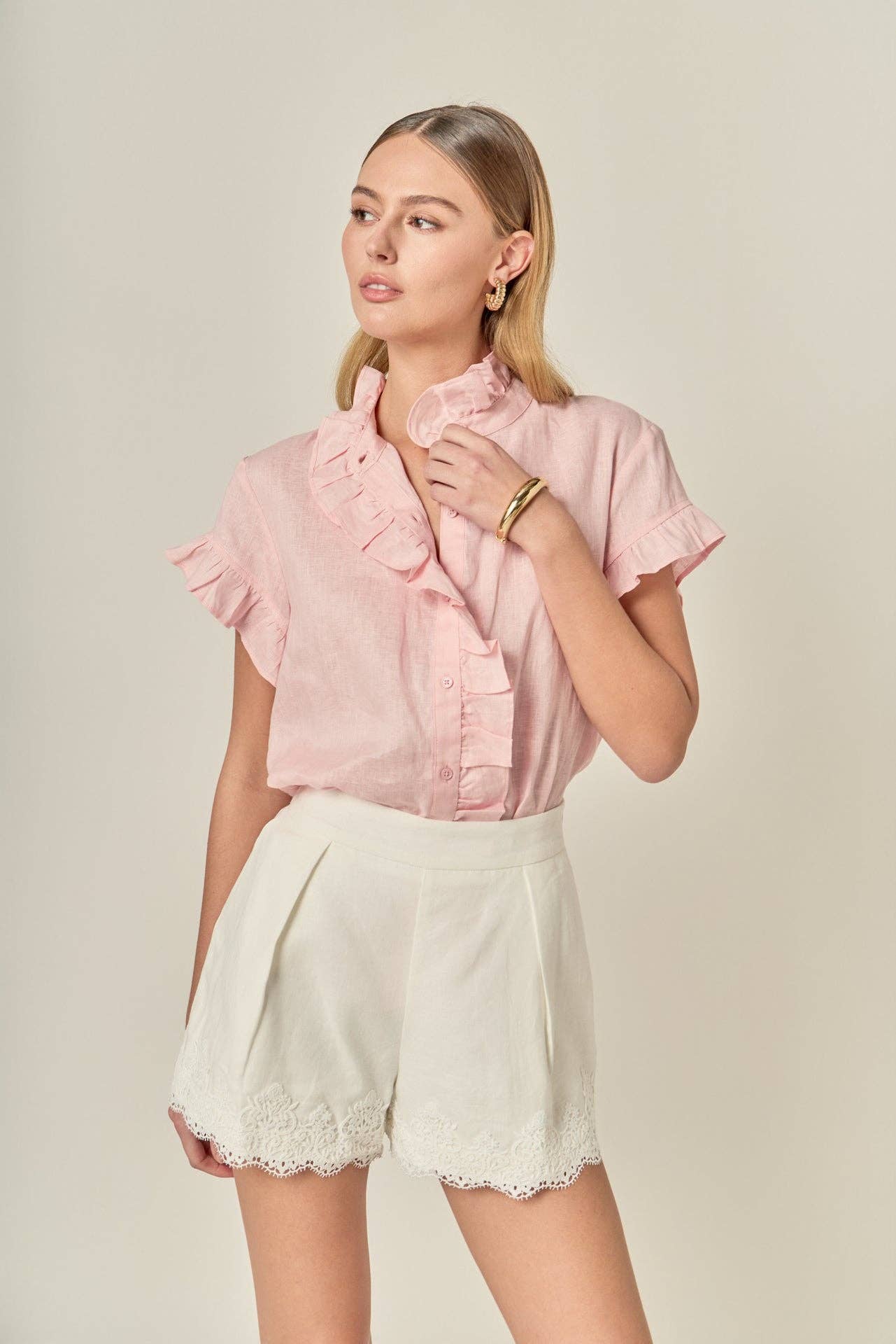 Lucy Linen Ruffle Shirt