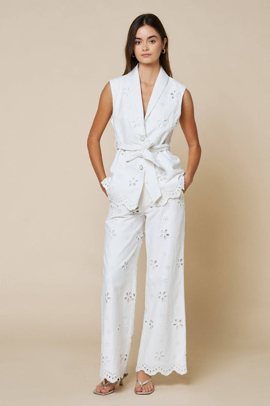 Max Floral Embroidery Scalloped Pants