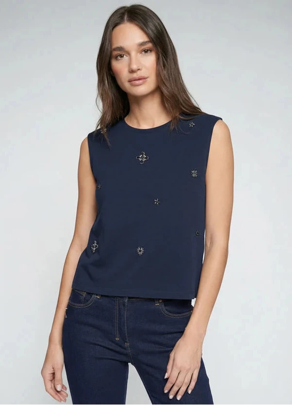 Crew Neck Sleeveless Top